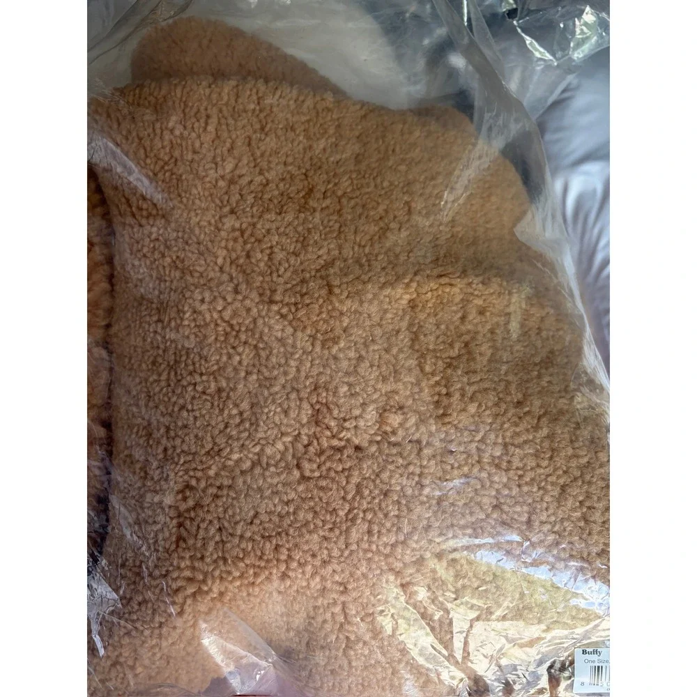 Buffy Wiggle Pillow Cover Toast Brown Sherpa Fleece Body Pillowcase New